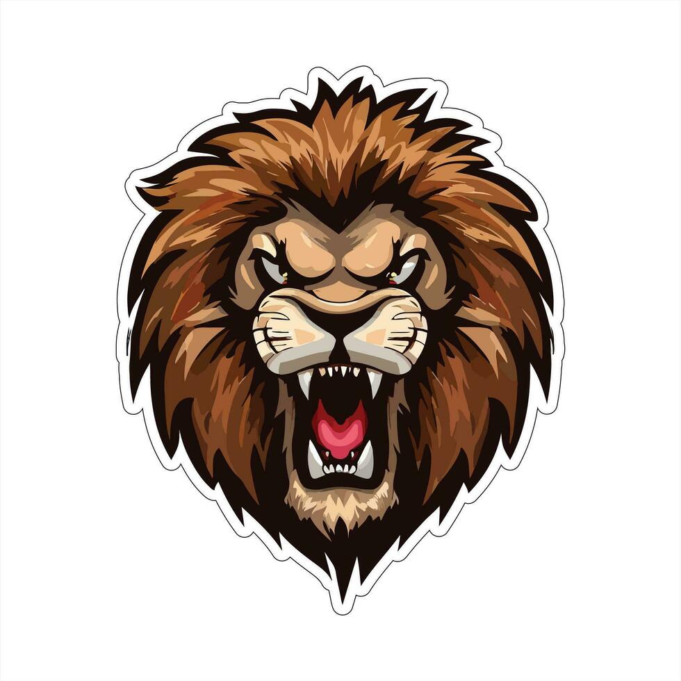 Lion face and head vector art sticker and logo template