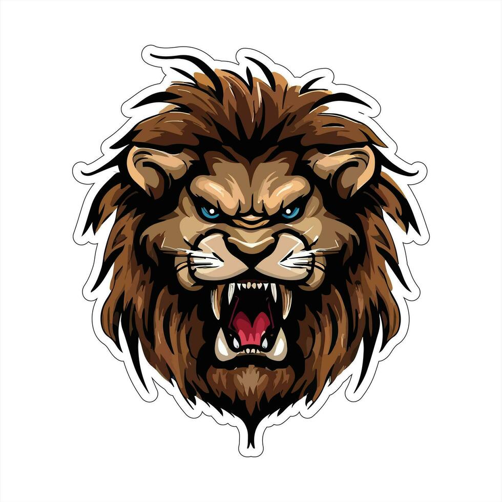 Lion face and head vector art sticker and logo template