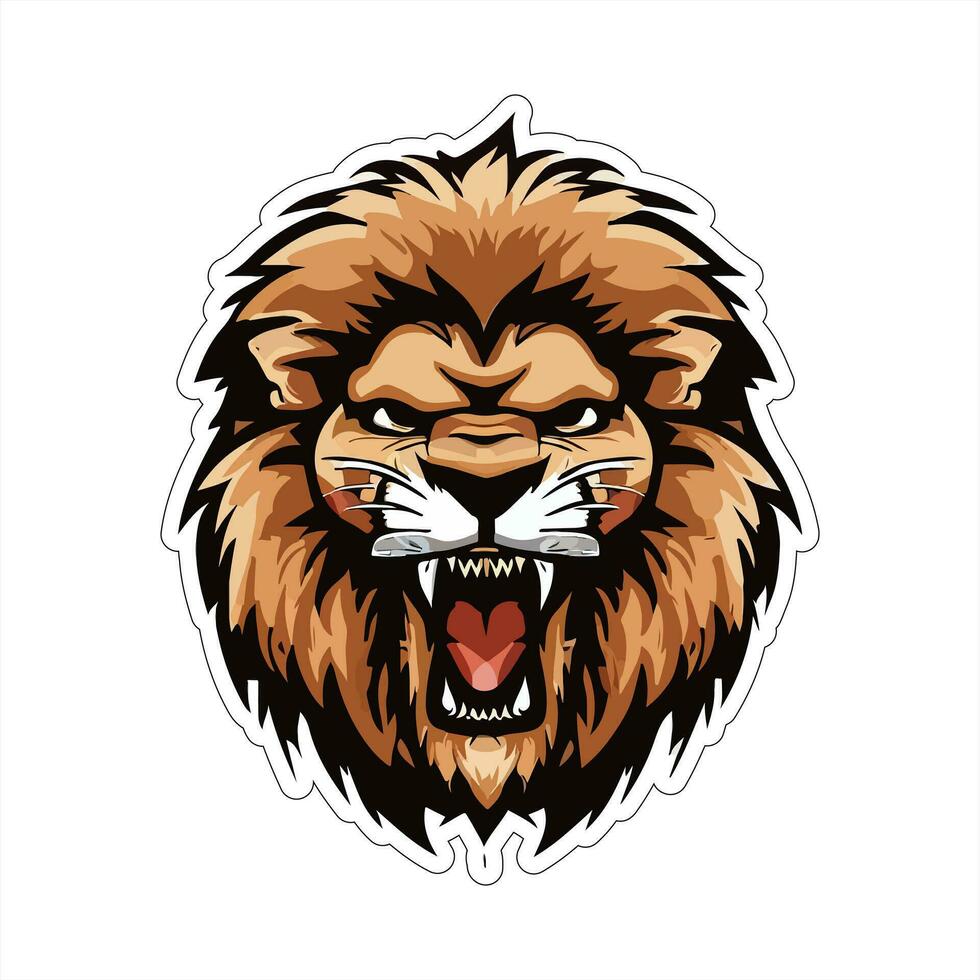 Lion face and head vector art sticker and logo template