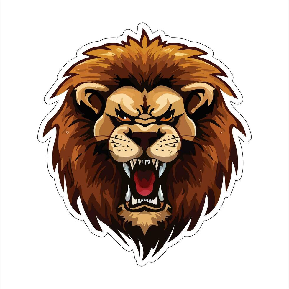 Lion face and head vector art sticker and logo template