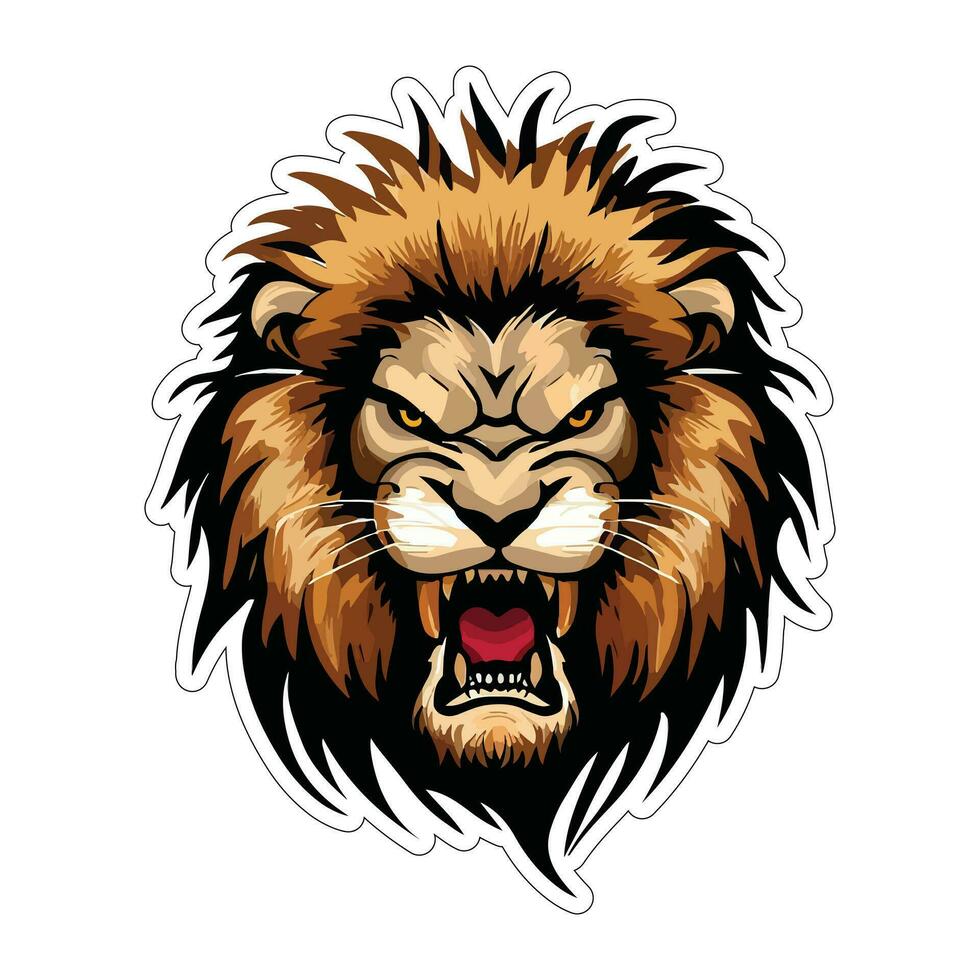 Lion face and head vector art sticker and logo template