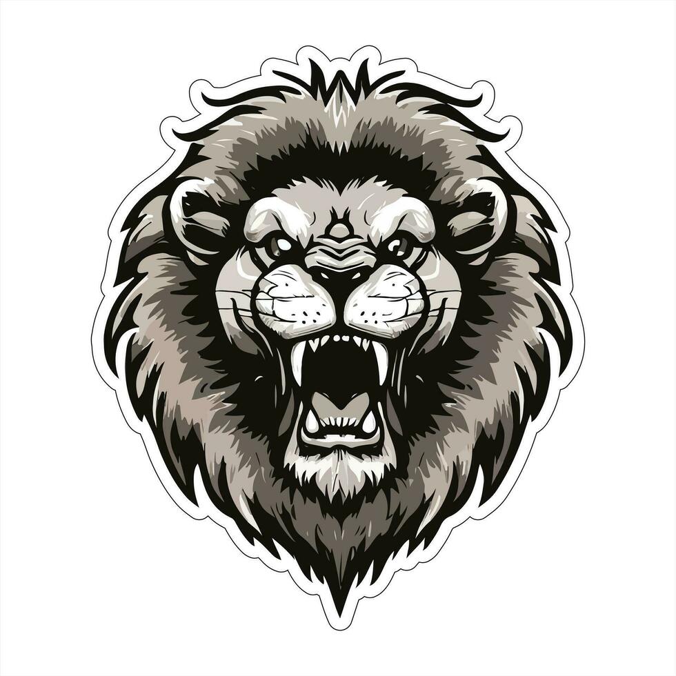 Lion face and head vector art sticker and logo template