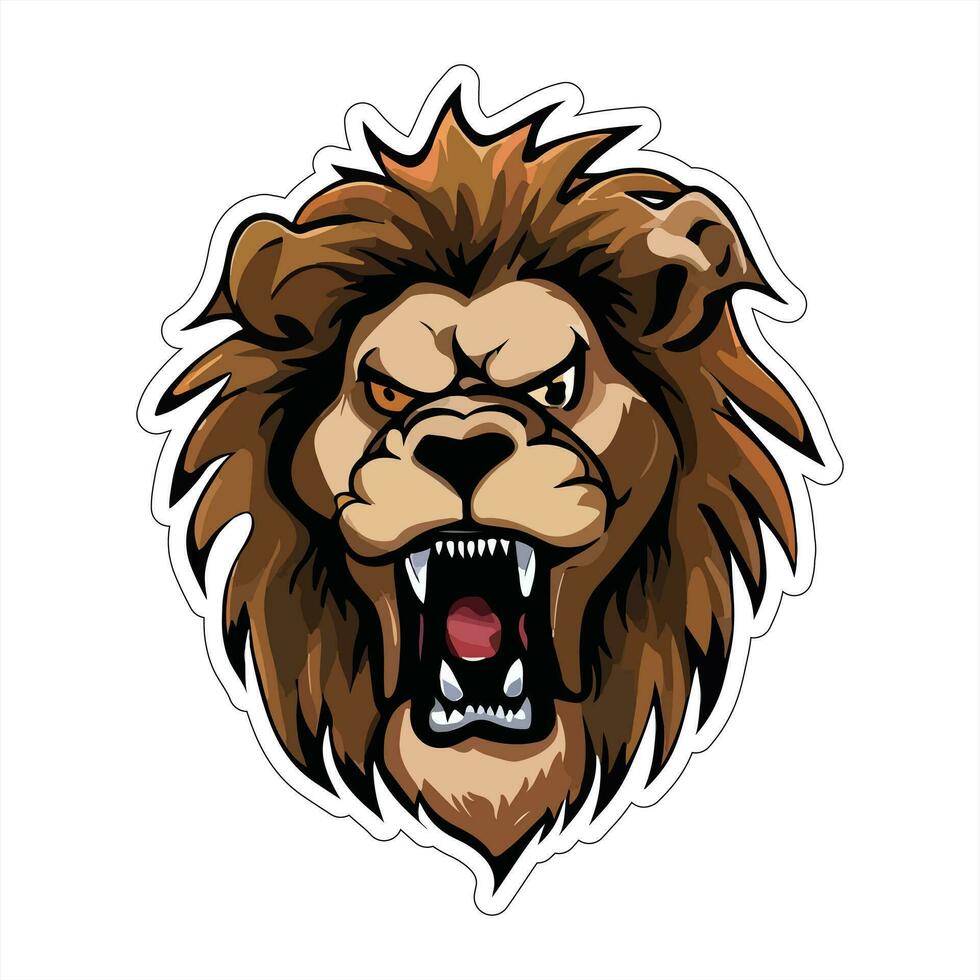 Lion face and head vector art sticker and logo template