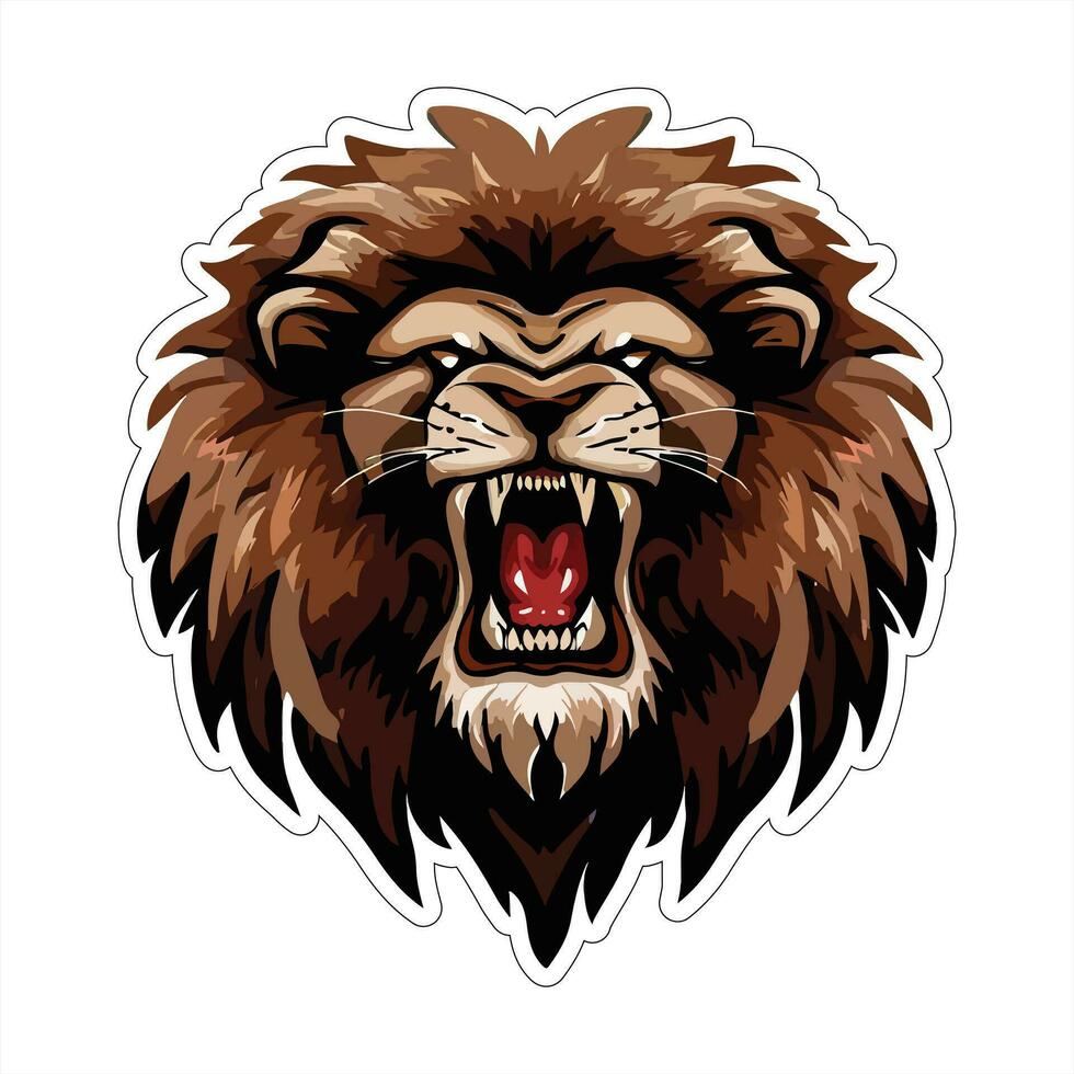 Lion face and head vector art sticker and logo template