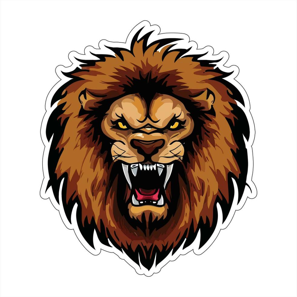 Lion face and head vector art sticker and logo template