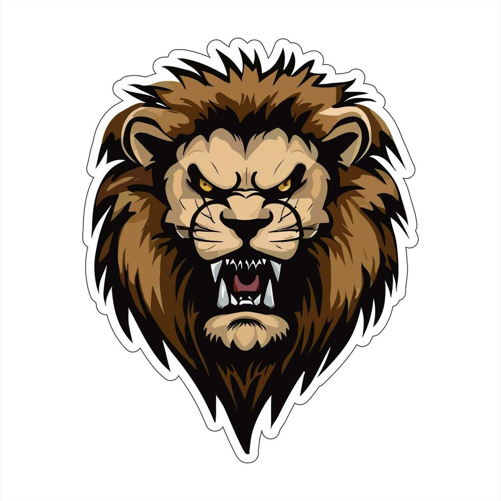 Lion face and head vector art sticker and logo template