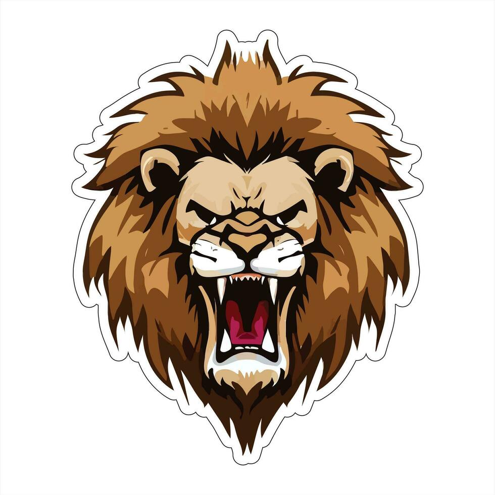 Lion face and head vector art sticker and logo template