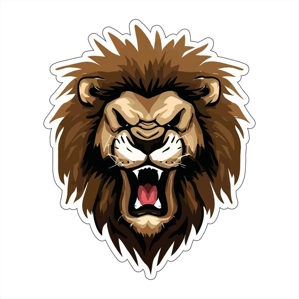 Lion face and head vector art sticker and logo template
