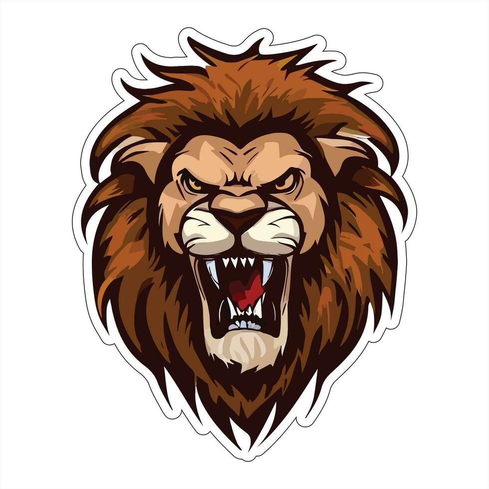 Lion face and head vector art sticker and logo template