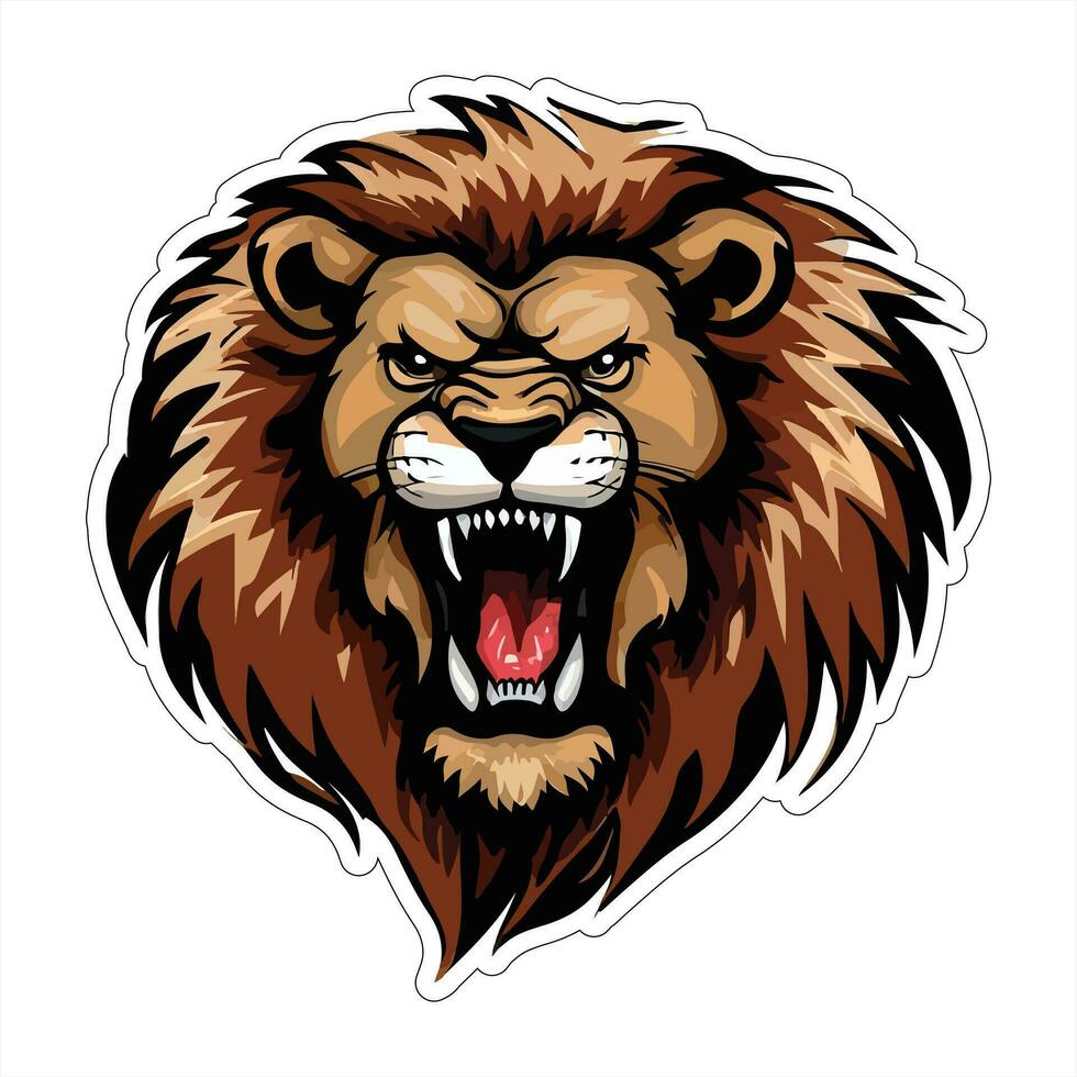 Lion face and head vector art sticker and logo template