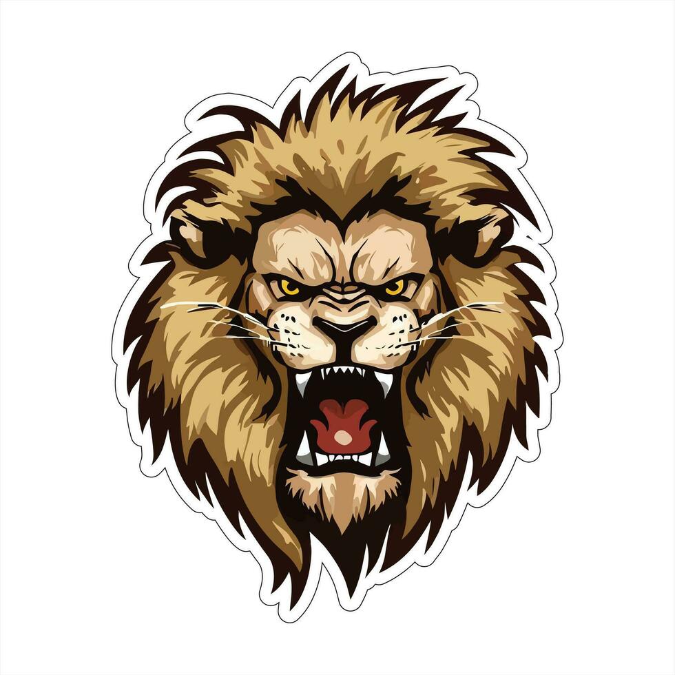 Lion face and head vector art sticker and logo template