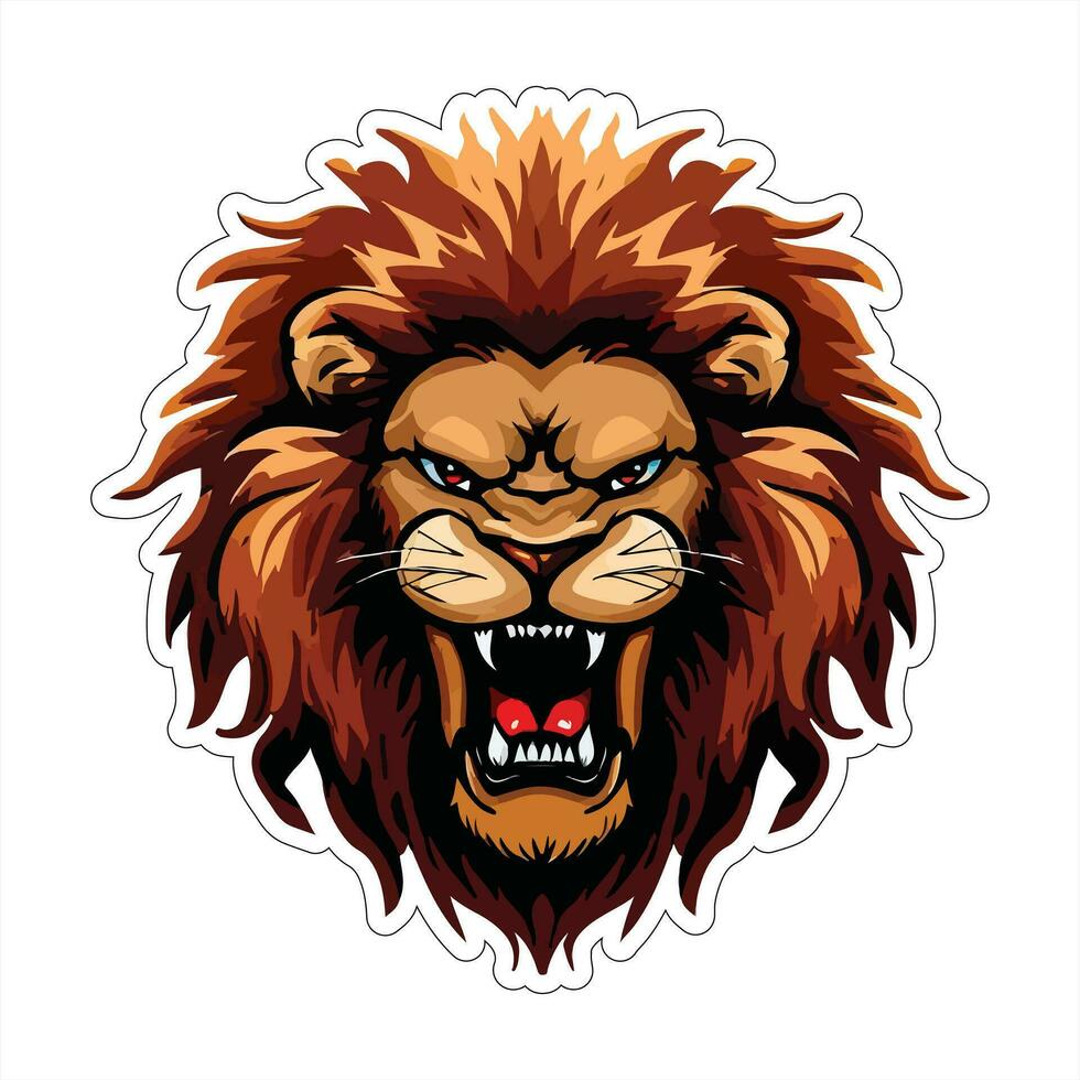 Lion face and head vector art sticker and logo template