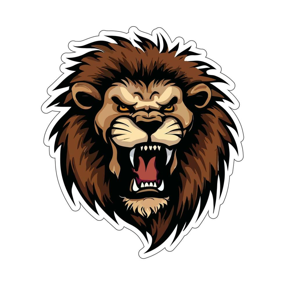 Lion face and head vector art sticker and logo template