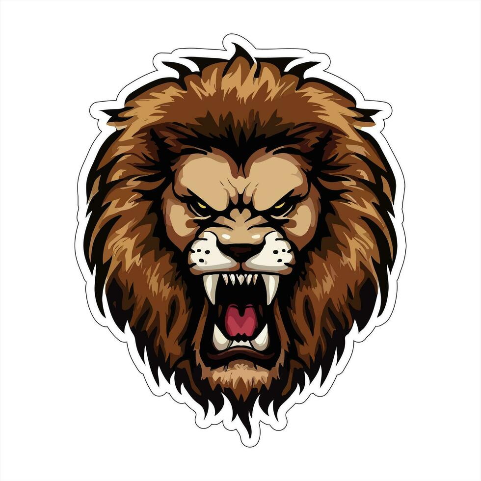 Lion face and head vector art sticker and logo template
