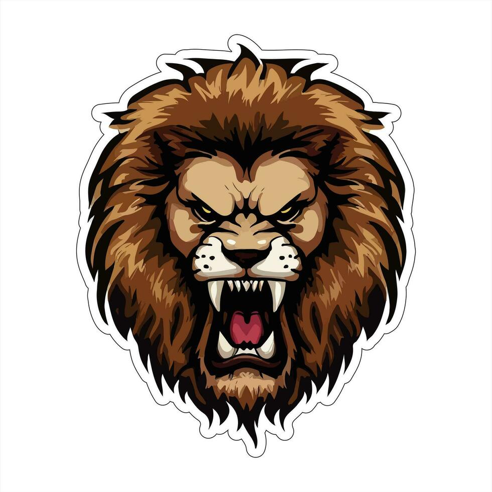 Lion face and head vector art sticker and logo template