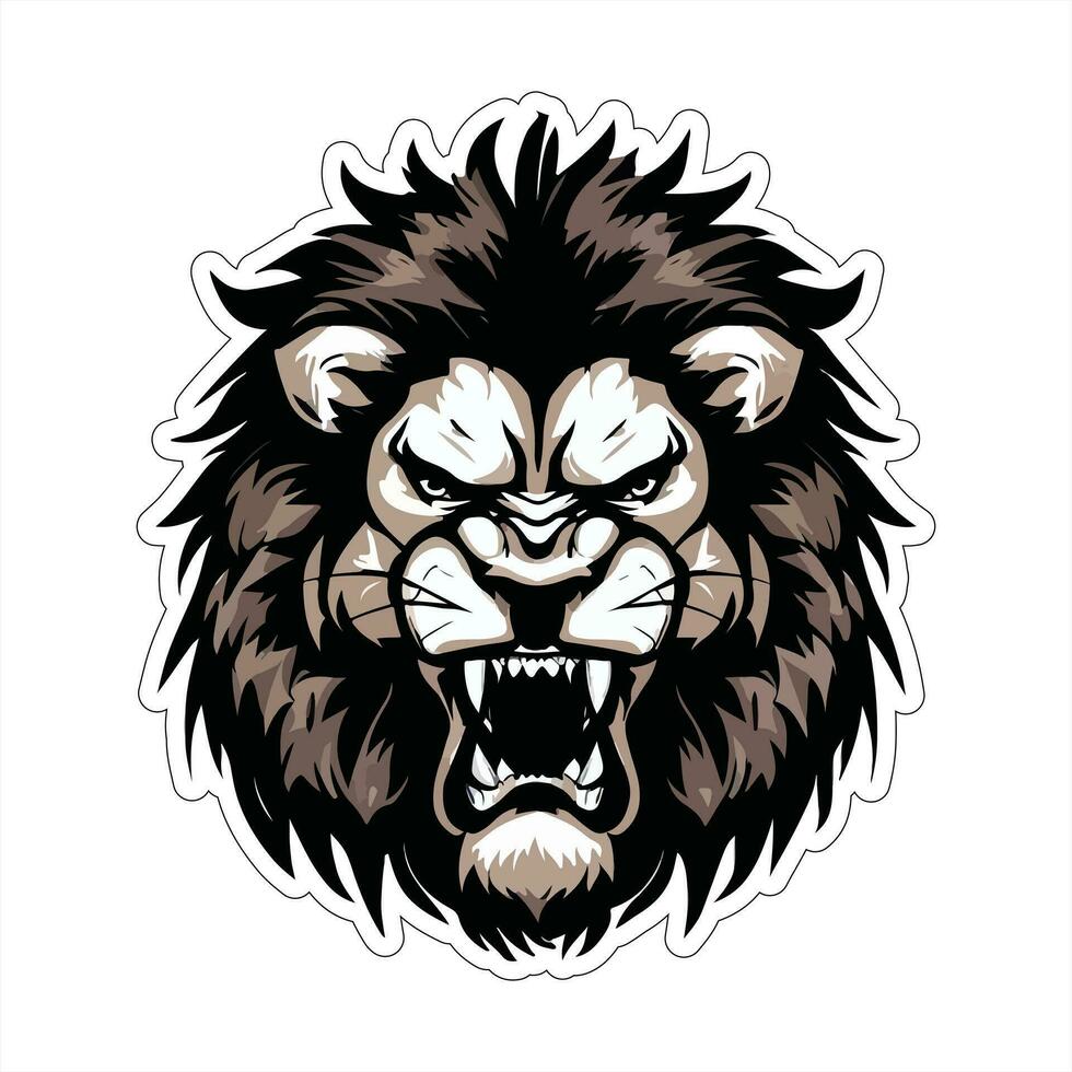 Lion face and head vector art sticker and logo template