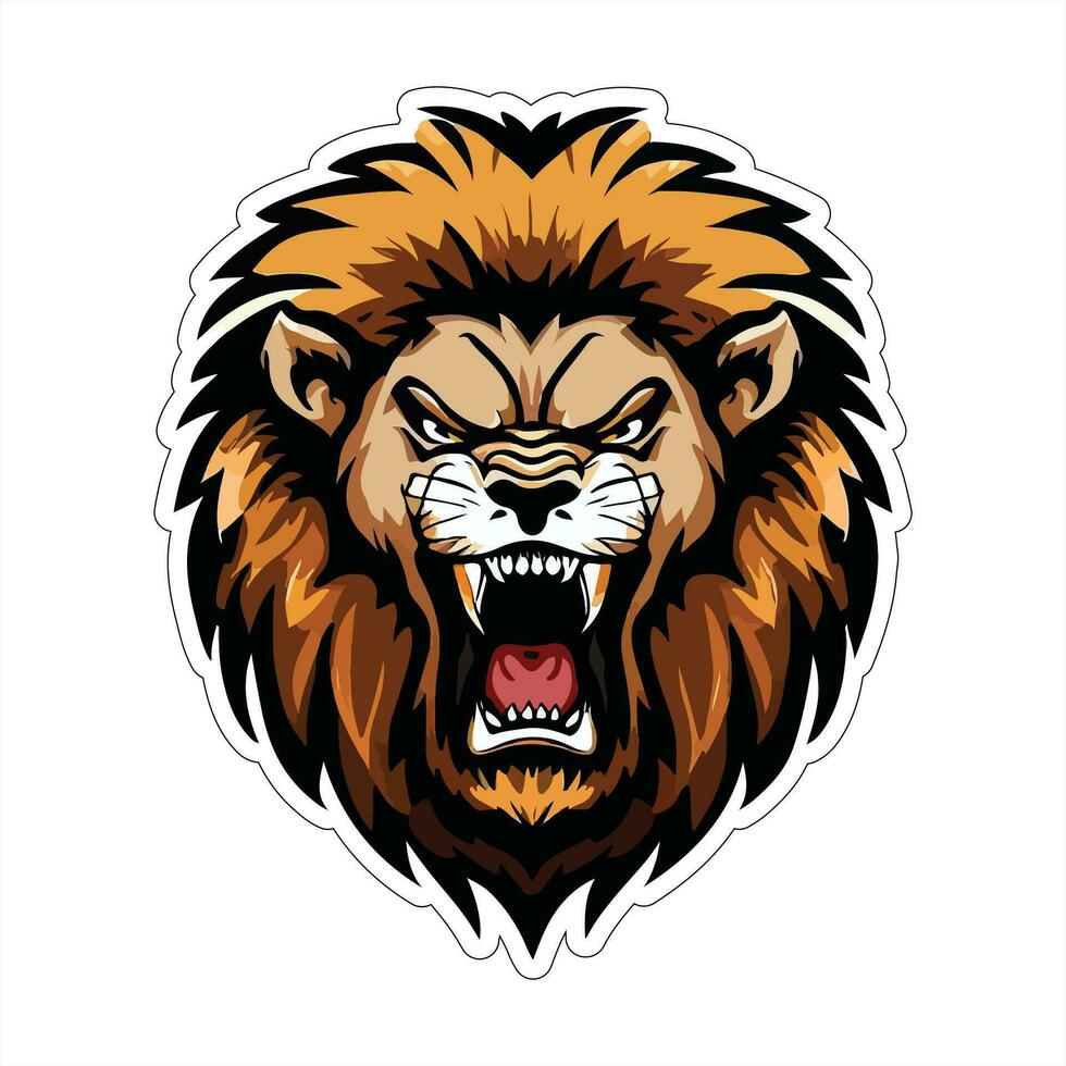 Lion face and head vector art sticker and logo template