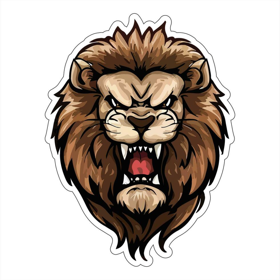 Lion face and head vector art sticker and logo template