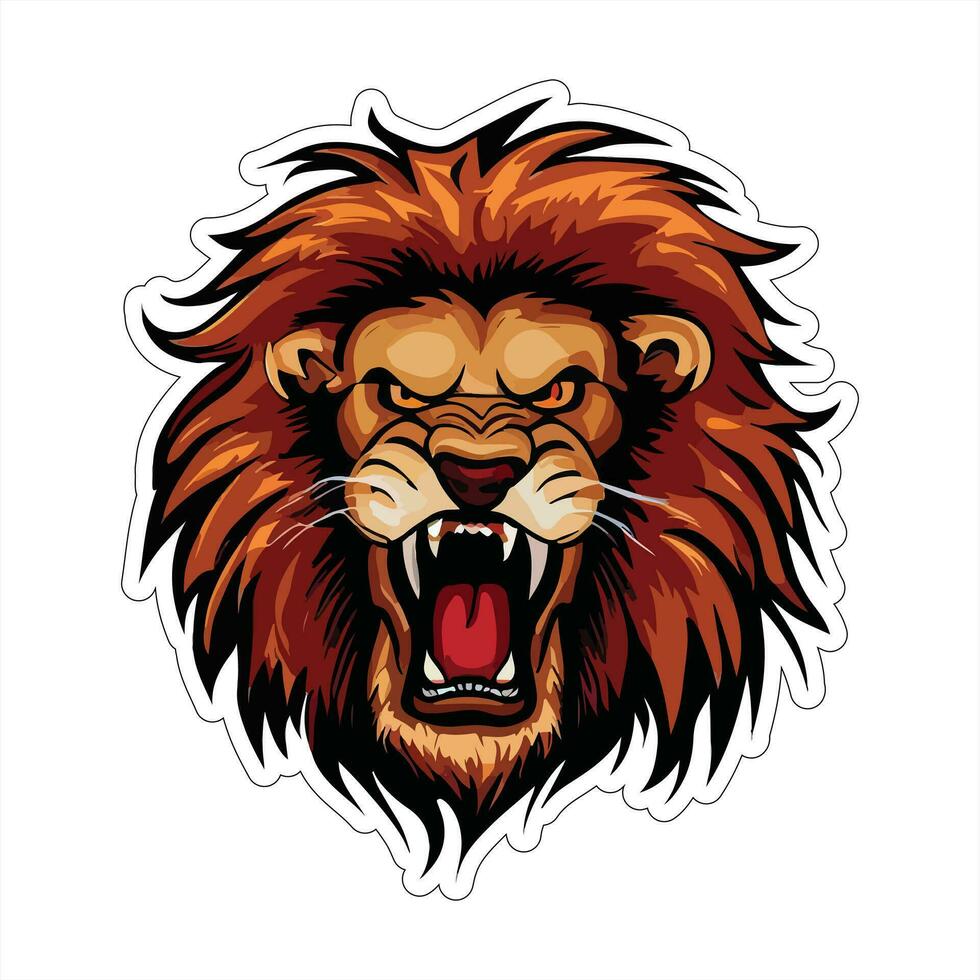 Lion face and head vector art sticker and logo template
