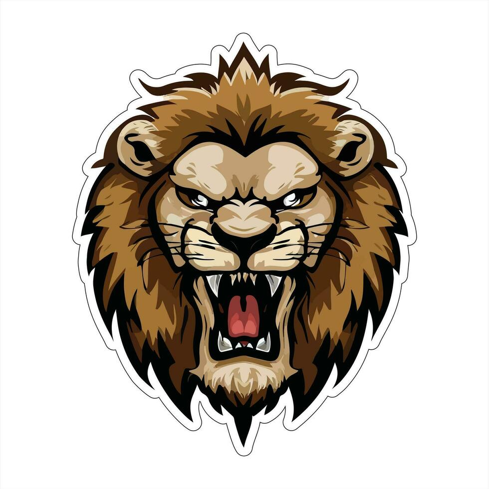 Lion face and head vector art sticker and logo template