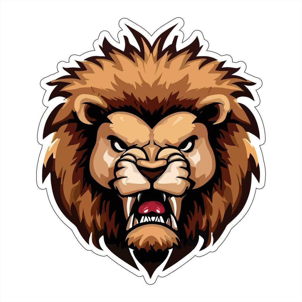 Lion face and head vector art sticker and logo template