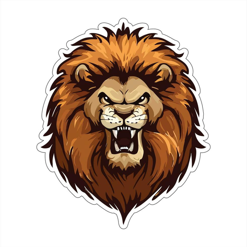 Lion face and head vector art sticker and logo template