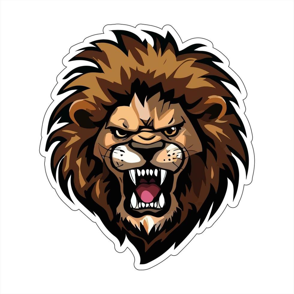 Lion face and head vector art sticker and logo template