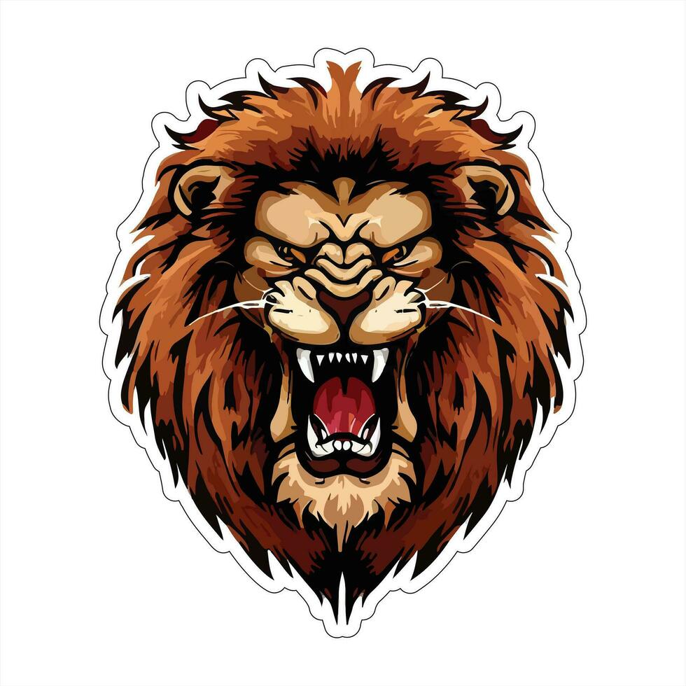 Lion face and head vector art sticker and logo template