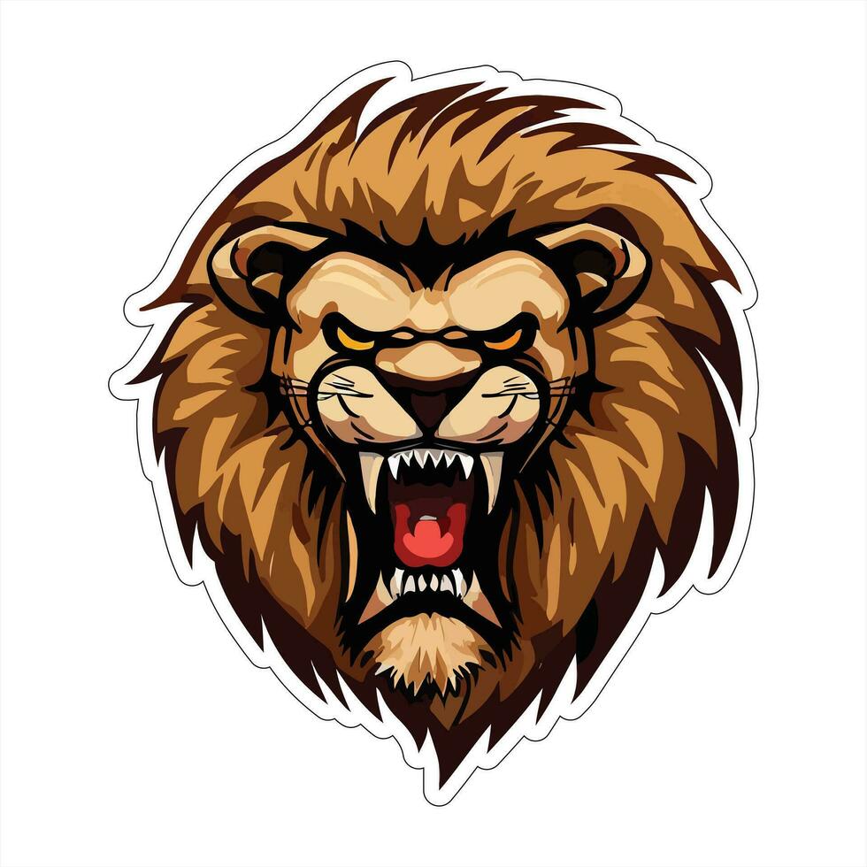 Lion face and head vector art sticker and logo template