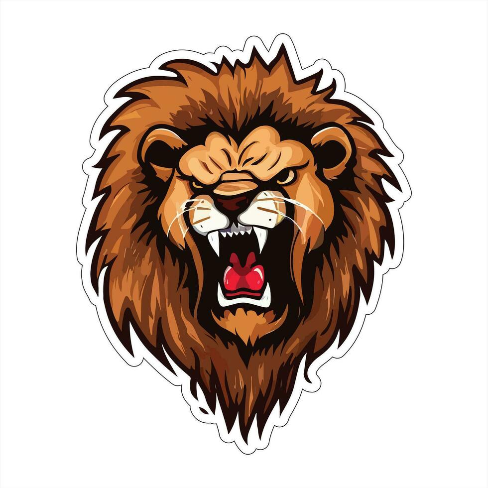 Lion face and head vector art sticker and logo template