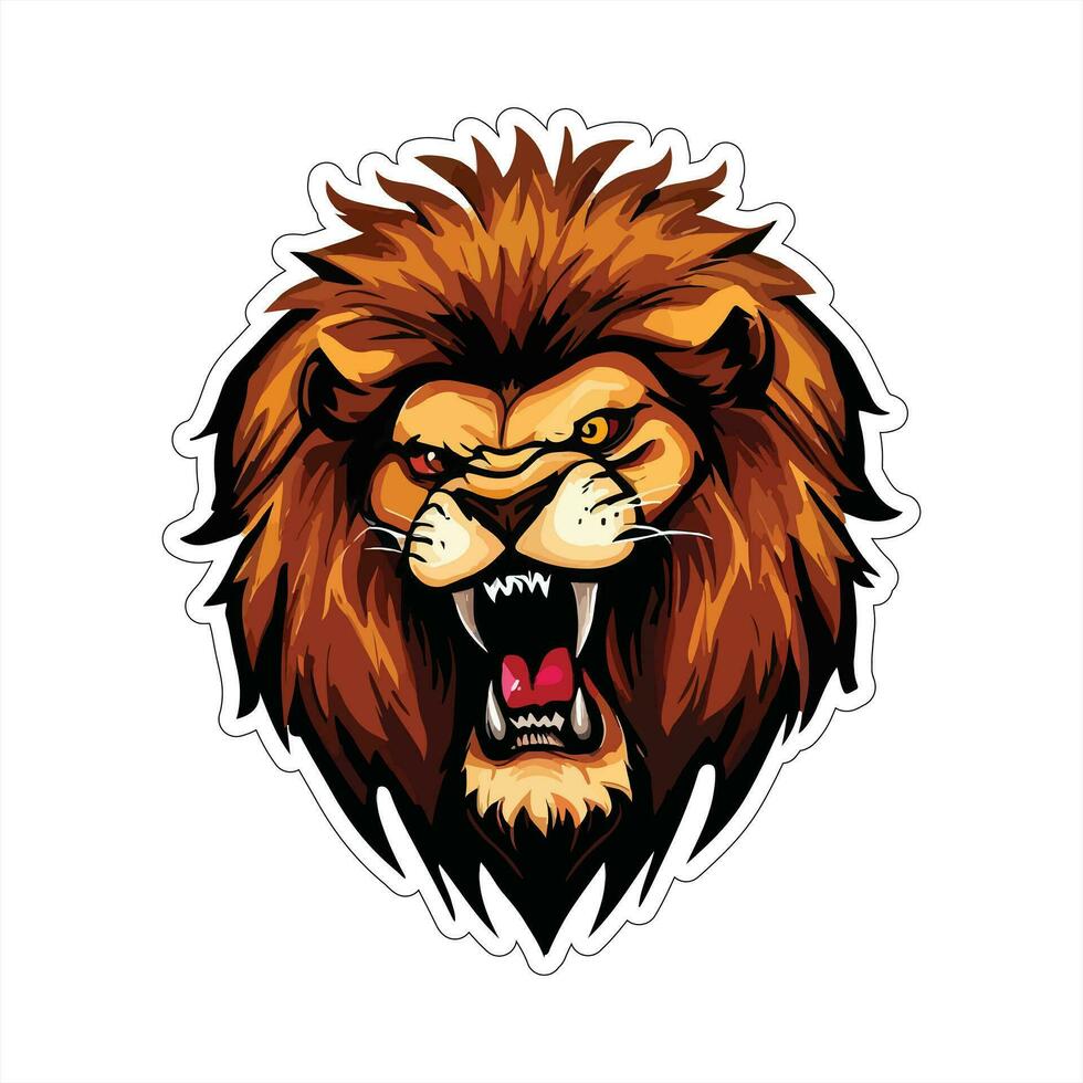 Lion face and head vector art sticker and logo template