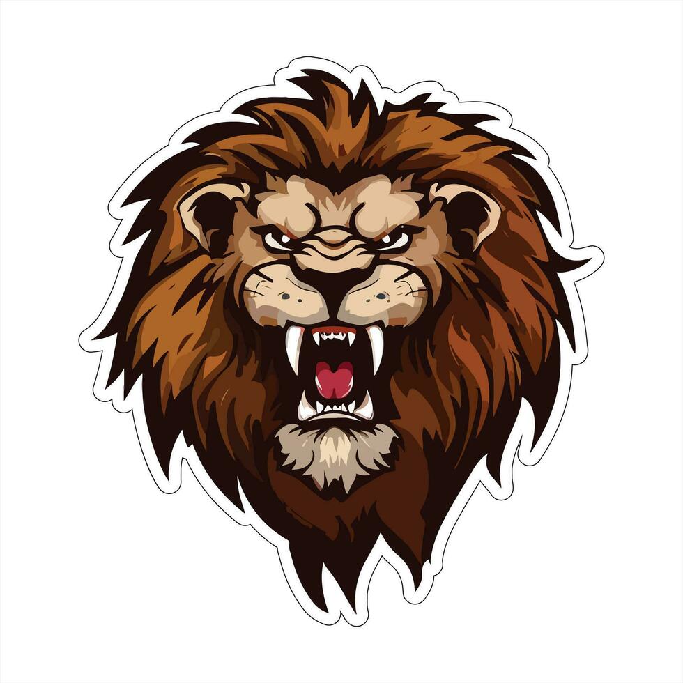 Lion face and head vector art sticker and logo template