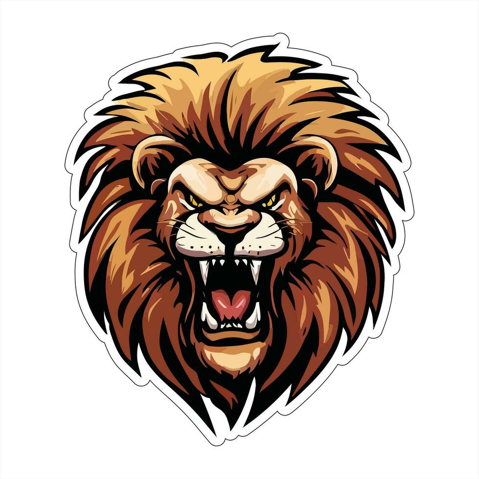 Lion face and head vector art sticker and logo template