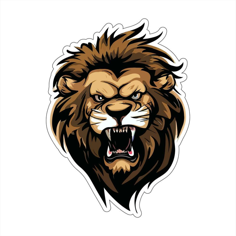 Lion face and head vector art sticker and logo template