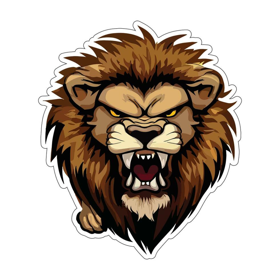 Lion face and head vector art sticker and logo template