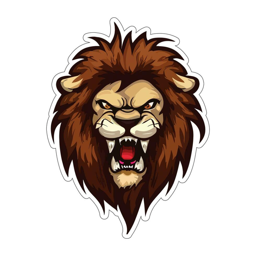 Lion face and head vector art sticker and logo template