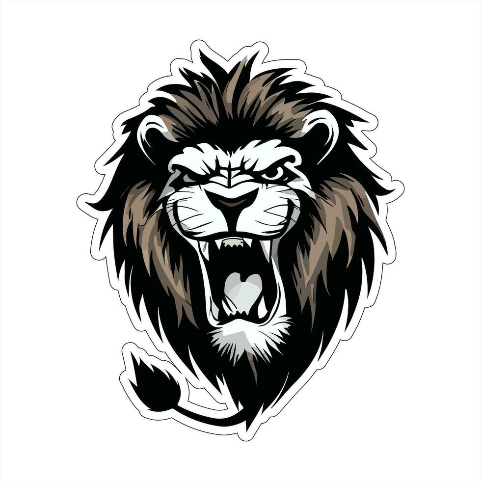 Lion face and head vector art sticker and logo template