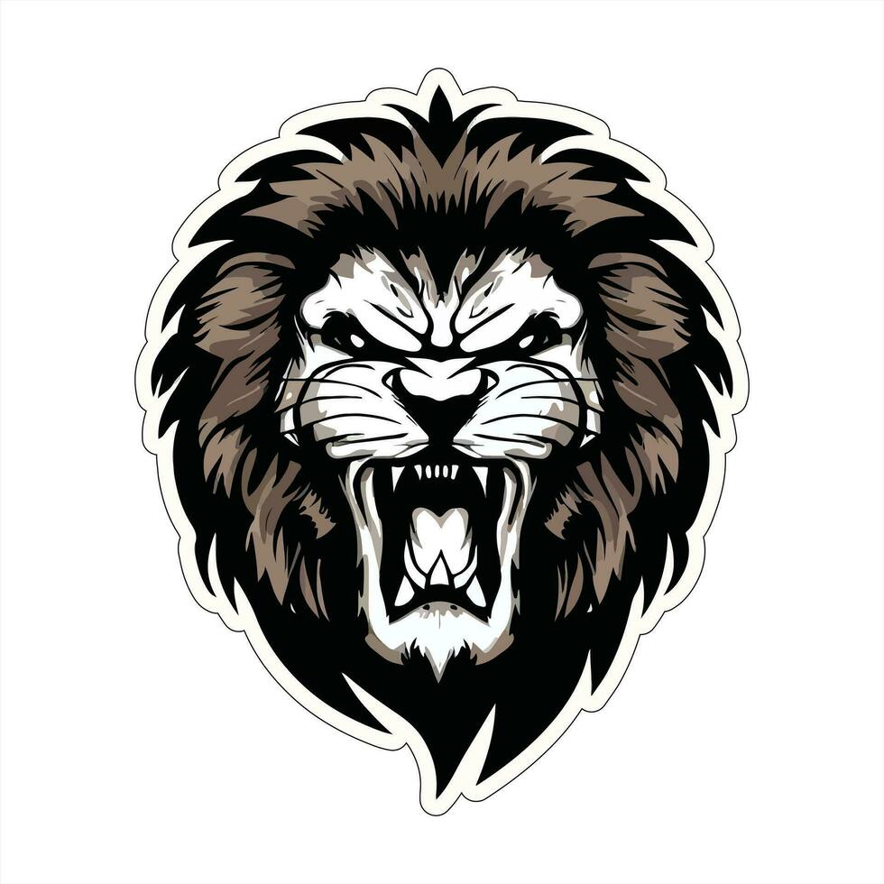 Lion face and head vector art sticker and logo template