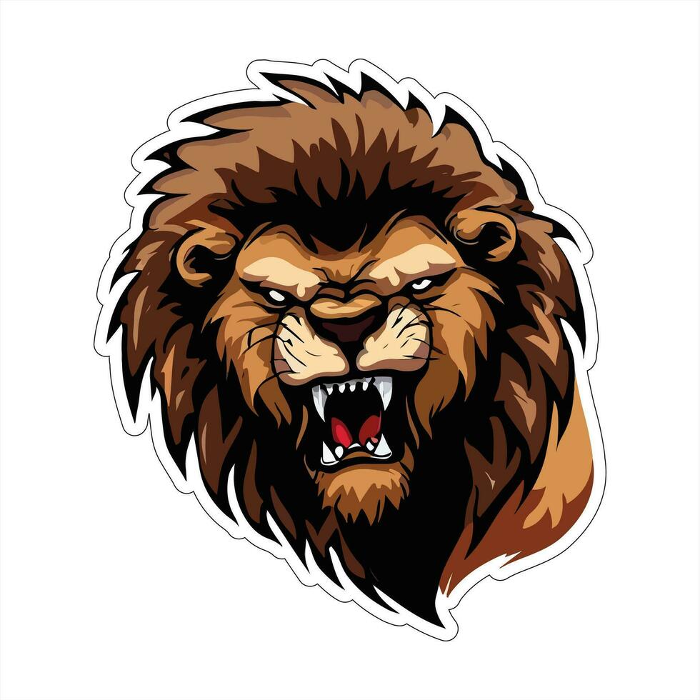 Lion face and head vector art sticker and logo template
