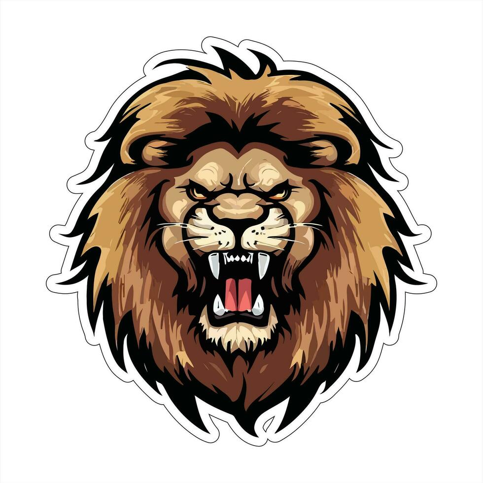 Lion face and head vector art sticker and logo template