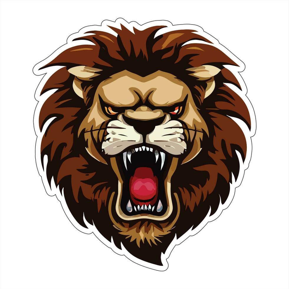 Lion face and head vector art sticker and logo template