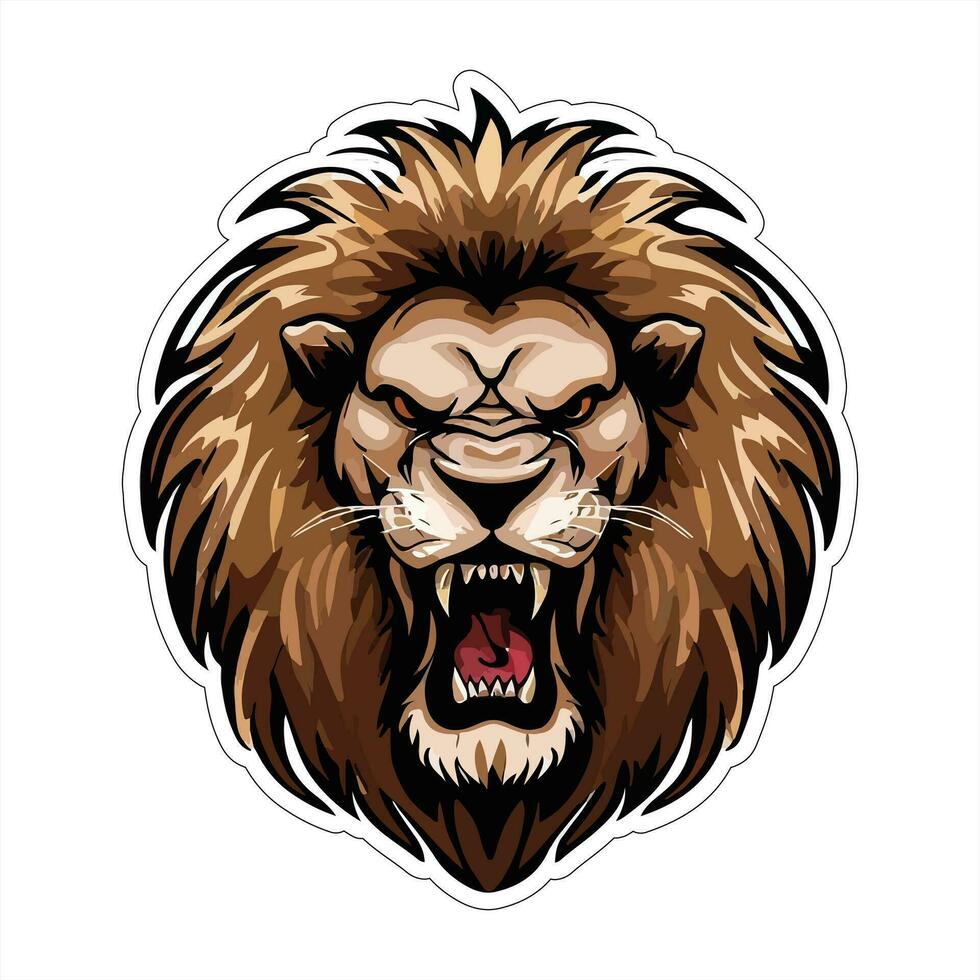 Lion face and head vector art sticker and logo template