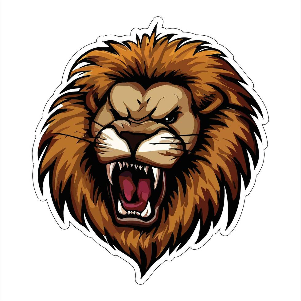 Lion face and head vector art sticker and logo template