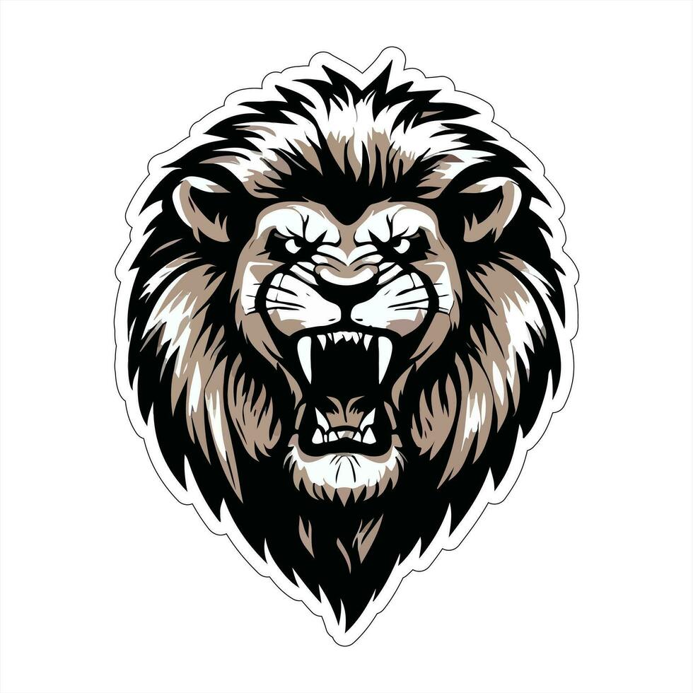 Lion face and head vector art sticker and logo template