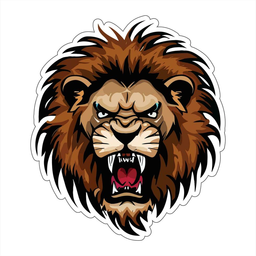 Lion face and head vector art sticker and logo template