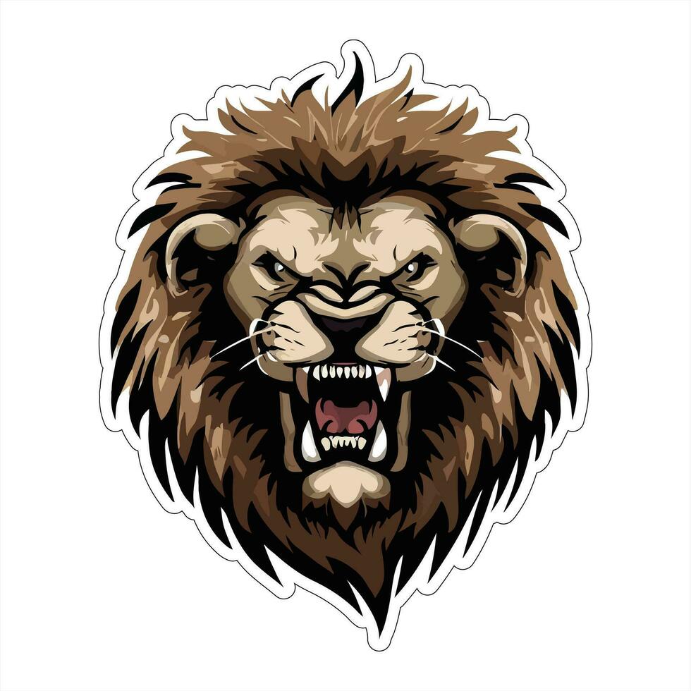 Lion face and head vector art sticker and logo template