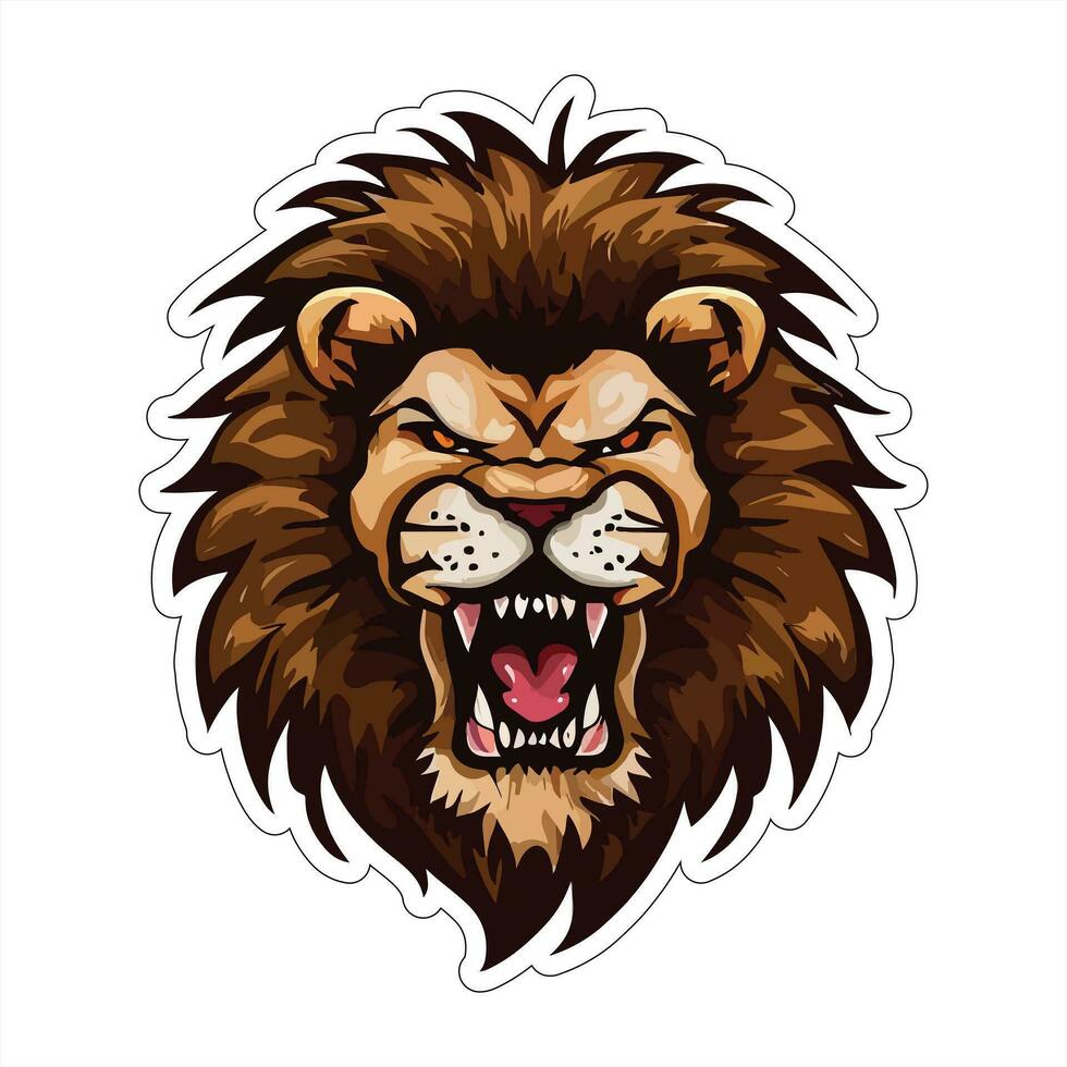 Lion face and head vector art sticker and logo template