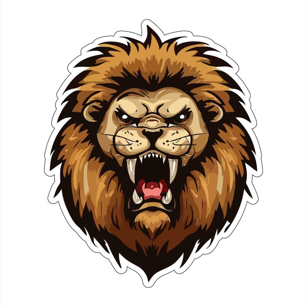 Lion face and head vector art sticker and logo template