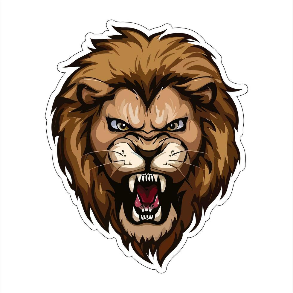 Lion face and head vector art sticker and logo template