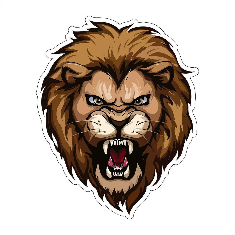 Lion face and head vector art sticker and logo template